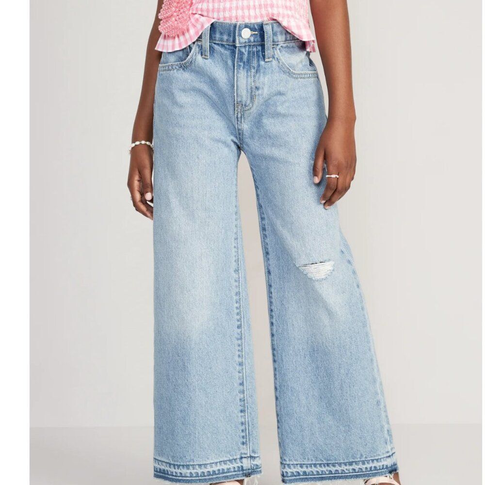 Old Navy High-Waisted Baggy Ripped Wide-Leg Jeans - Girls Size 16